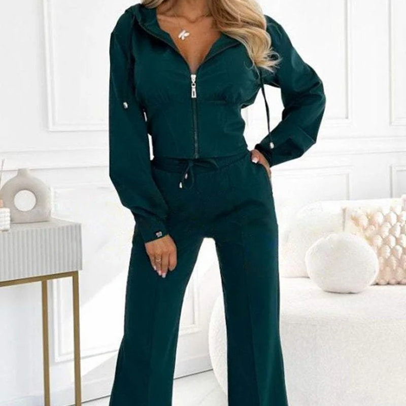🌸Prévente de printemps🎁Ensemble de survêtement 2 pièces à capuche zippée pour femmes