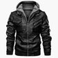 ❄️Winter Specials❄️50% Off💫Men's Zipper PU Leather Hooded Jacket