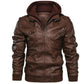 ❄️Winter Specials❄️50% Off💫Men's Zipper PU Leather Hooded Jacket
