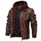 ❄️Winter Specials❄️50% Off💫Men's Zipper PU Leather Hooded Jacket
