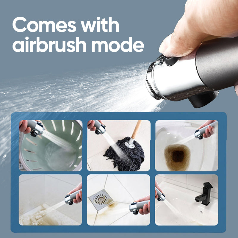 Home Essential multifunktionell högtrycksdusch, 3-hastighetsmassage, vattenstopp med ett tryck, universalgränssnitt, panel i rostfritt stål, slanghållare & Filterelement