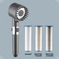 Home Essential Multi Functional High Pressure Shower, 3-Speed Massage, One-Touch Water Stop, Universal Interface, Stainless Steel Panel, Hose Holder & Filter Element