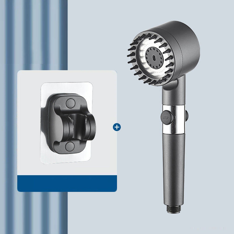 Home Essential multifunktionell högtrycksdusch, 3-hastighetsmassage, vattenstopp med ett tryck, universalgränssnitt, panel i rostfritt stål, slanghållare & Filterelement