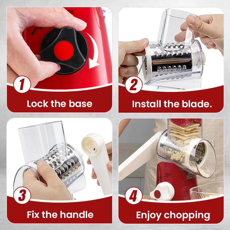 🔥2025 Kitchen Sale🔥Multifunctional Manual Rotary Grater & Chopper 🚀🥕
