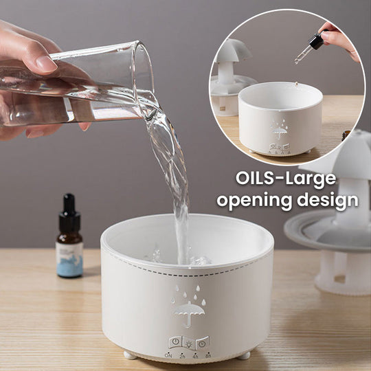 🌈💧7 färger roterande regndroppsaromaterapiluftfuktare💧🌈Färgglad ljusshow med doftande dimma som skapar en drömsk hematmosfär