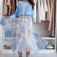 Jodie Tulle Floral Print Elastic Waist A-line Midi Skirt - Romantic & Versatile for Every Occasion