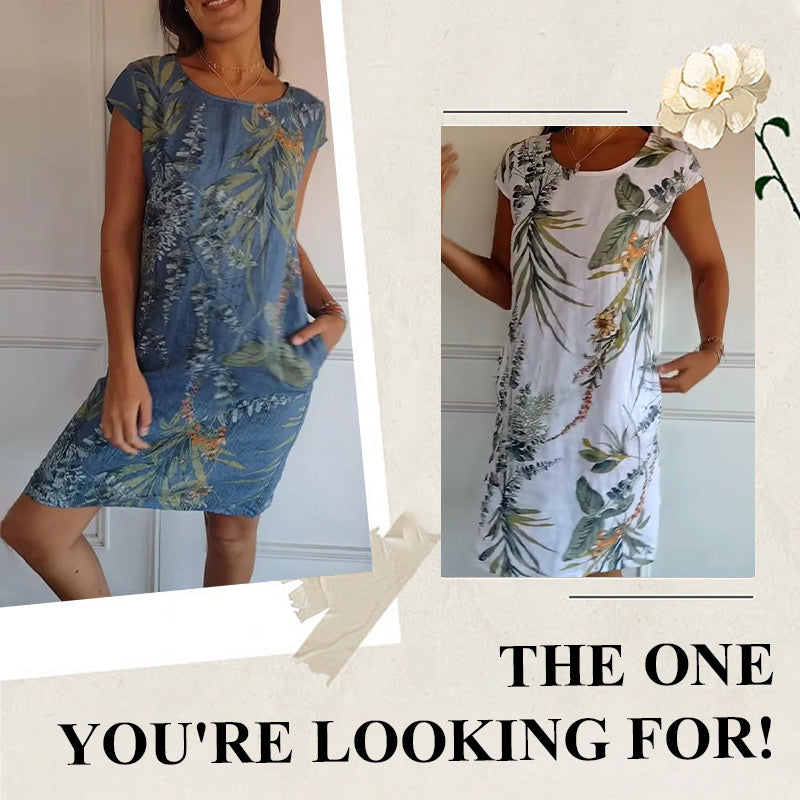 🌸Offerte speciali di primavera🌸 Abito casual stampato con tasche