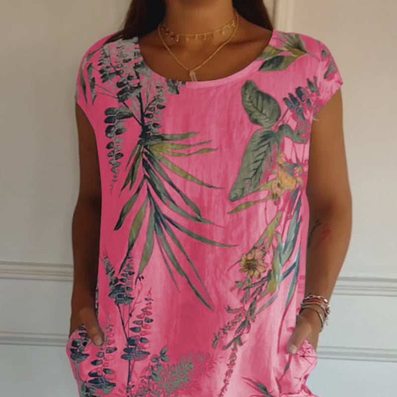 🌸Offerte speciali di primavera🌸 Abito casual stampato con tasche