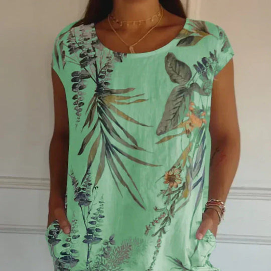 🌸Offerte speciali di primavera🌸 Abito casual stampato con tasche