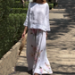 🧺【50% OFF】Sunshine Floral Set 🧺 | Empire Waist Top + Swing Pants | Wrinkle-Resistant Fabric