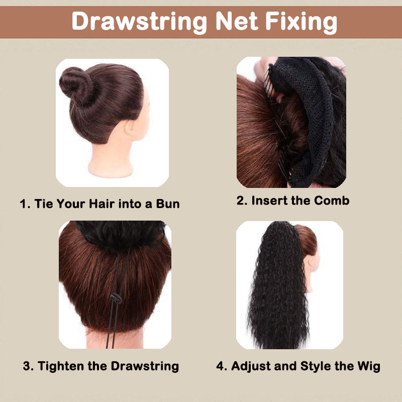 💜Curly Wavy Frizzy Hair Extension with Ponytail💜Convertible Ponytail | Human Hair Blend