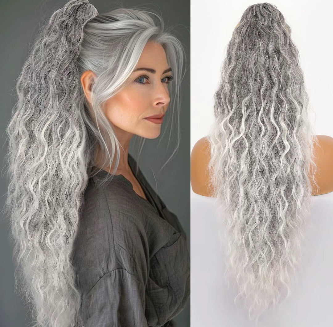 💜Curly Wavy Frizzy Hair Extension with Ponytail💜Convertible Ponytail | Human Hair Blend