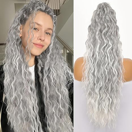 💜Curly Wavy Frizzy Hair Extension with Ponytail💜Convertible Ponytail | Human Hair Blend