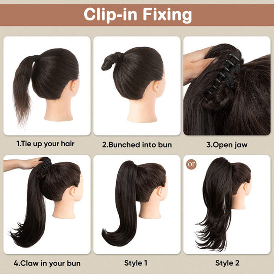 💜Curly Wavy Frizzy Hair Extension with Ponytail💜Convertible Ponytail | Human Hair Blend