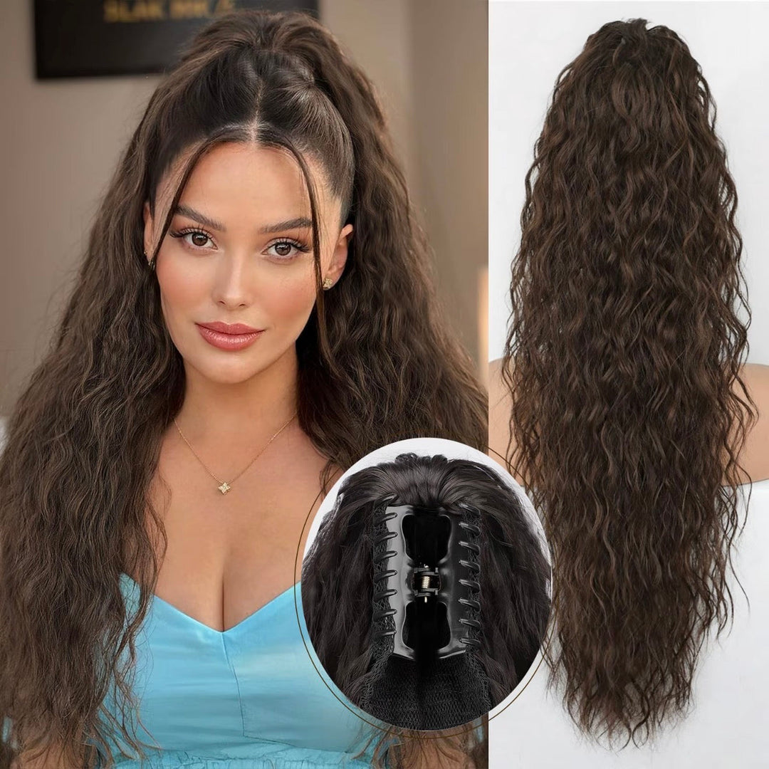 💜Curly Wavy Frizzy Hair Extension with Ponytail💜Convertible Ponytail | Human Hair Blend