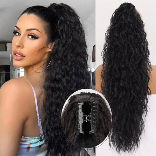 💜Curly Wavy Frizzy Hair Extension with Ponytail💜Convertible Ponytail | Human Hair Blend