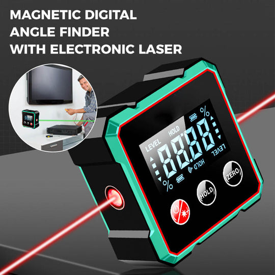 ⚡Pro 3-in-1 Magnetic Digital Angle Finder + Laser, Auto-Rotate Display, ±0.1° Precision, Strong 4-Side Magnets for Table Saws & Woodworking