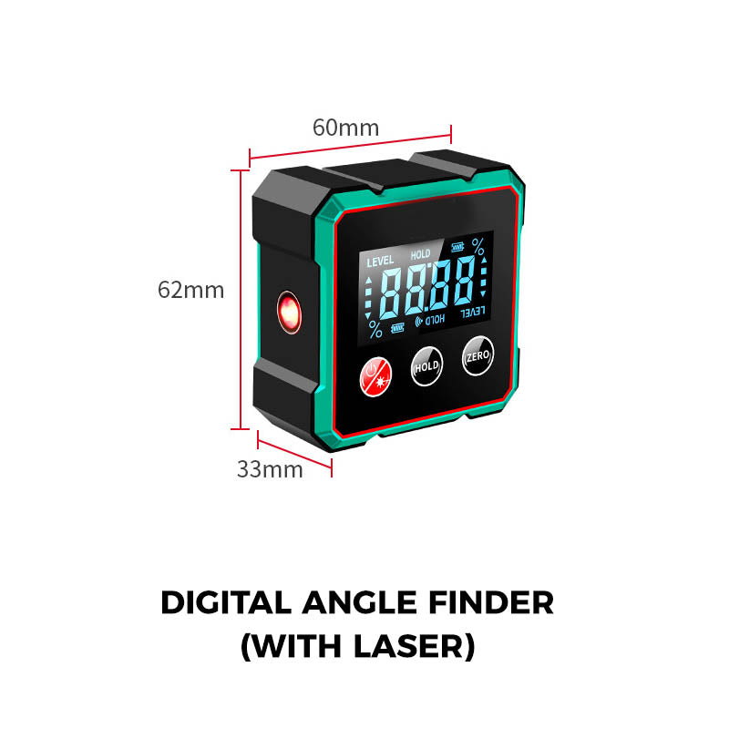⚡Pro 3-in-1 Magnetic Digital Angle Finder + Laser, Auto-Rotate Display, ±0.1° Precision, Strong 4-Side Magnets for Table Saws & Woodworking