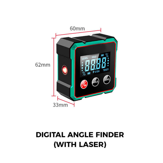 ⚡Pro 3-in-1 Magnetic Digital Angle Finder + Laser, Auto-Rotate Display, ±0.1° Precision, Strong 4-Side Magnets for Table Saws & Woodworking