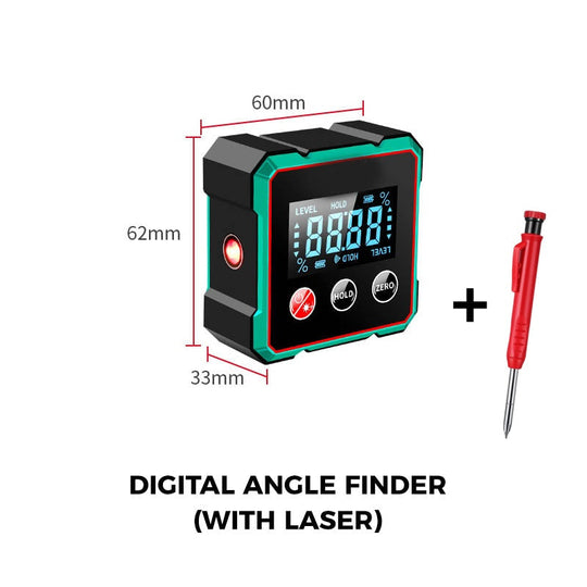 ⚡Pro 3-in-1 Magnetic Digital Angle Finder + Laser, Auto-Rotate Display, ±0.1° Precision, Strong 4-Side Magnets for Table Saws & Woodworking