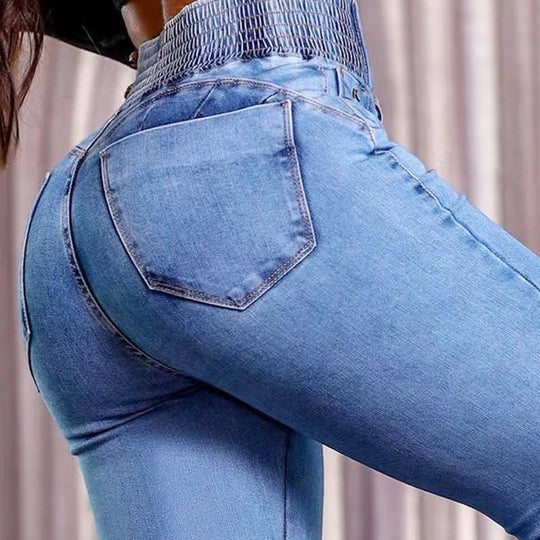🌸Retrò chic🌸Jeans elasticizzati a zampa con vita alta: perfetti per la primavera!