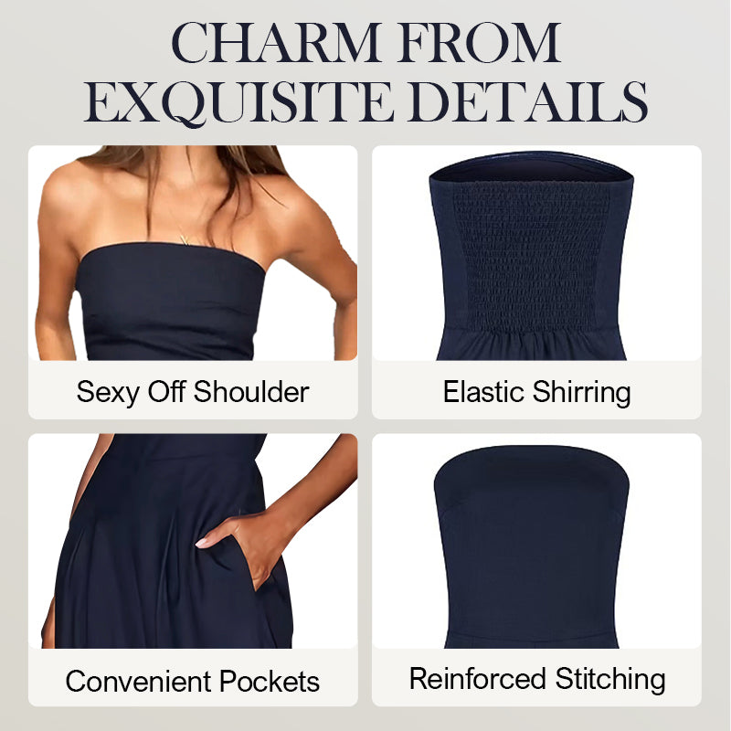 ✨Saldi caldi✨Tuta da donna con spalle scoperte e gamba larga 👑 Questa tuta ti farà sentire una regina!