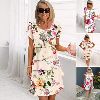 🌷【Instagram Famous】Multi-plant Floral Print Cascade Dress 🌸 | 3D Floral Illusion Print | Built-in Shapewear Silhouette | Machine Washable (Petite & Plus Sizes)