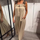 💖Hot Sale 50% OFF💖2025 Spring/Summer New Vacation Women's Casual Strap Splicing Leopard Pattern Pocket Cotton Hemp Dress