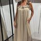 💖Hot Sale 50% OFF💖2025 Spring/Summer New Vacation Women's Casual Strap Splicing Leopard Pattern Pocket Cotton Hemp Dress