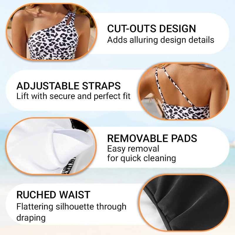 Costume da bagno intero da donna con spalline sottili e cut-out - Aumenta la sicurezza & Design avvolgente