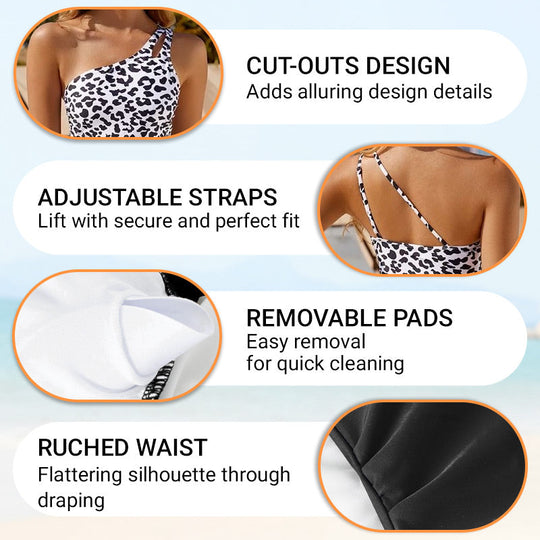 Costume da bagno intero da donna con spalline sottili e cut-out - Aumenta la sicurezza & Design avvolgente