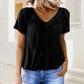 ✨Noutăți Reducere 50%✨Top casual plisat cu decolteu în V și mânecă scurtă pentru femei👚Culori solide atemporale pentru orice ținută