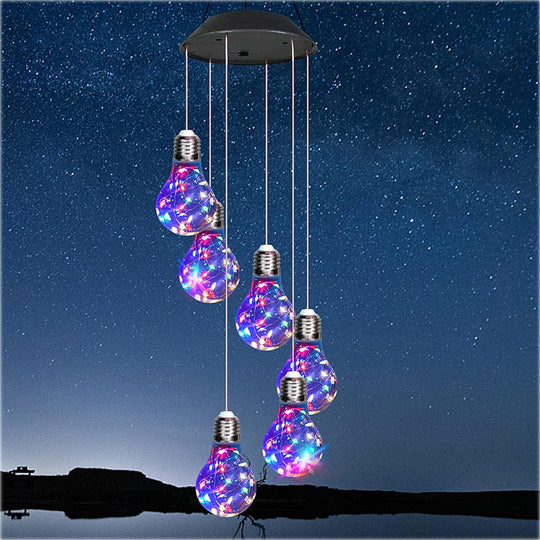 🌠2025 New design🌠💡Colorful LED Solar-Powered Light Bulb Wind Chimes🌈