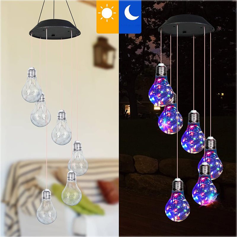 🌠2025 New design🌠💡Colorful LED Solar-Powered Light Bulb Wind Chimes🌈