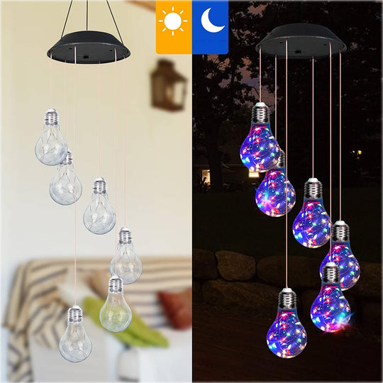 🌠2025 New design🌠💡Colorful LED Solar-Powered Light Bulb Wind Chimes🌈