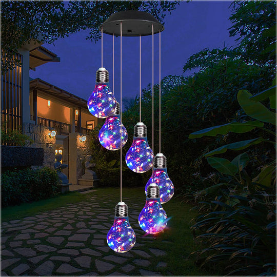 🌠2025 New design🌠💡Colorful LED Solar-Powered Light Bulb Wind Chimes🌈