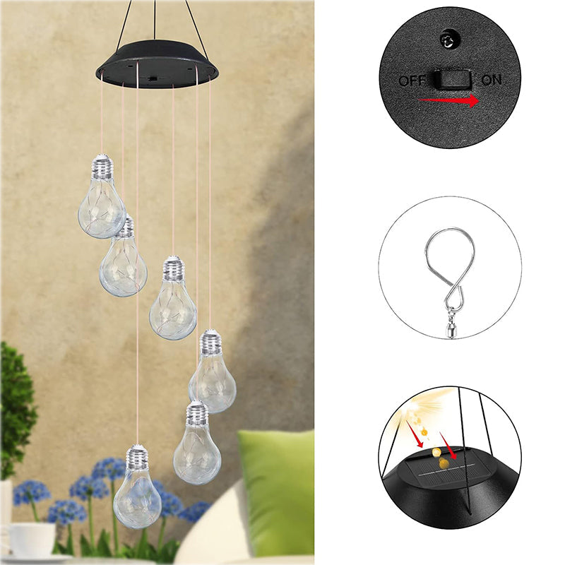 🌠2025 New design🌠💡Colorful LED Solar-Powered Light Bulb Wind Chimes🌈