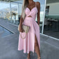 👗Summer New💕Women’s Spaghetti Straps High Slit Dress | Adjustable Spaghetti Straps | Side Thigh Split