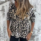 💖【RETRO READY】Women's Leopard Print Crew Neck Stretch Top🐆 | Breathable Cotton Blend
