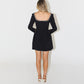 🔺Pearl Embellished Square Neck Long Sleeve Mini Dress🔺| Optical Illusion Neckline | Breast-Lifting Seams | Pearl Accent Draws Eyes Upward