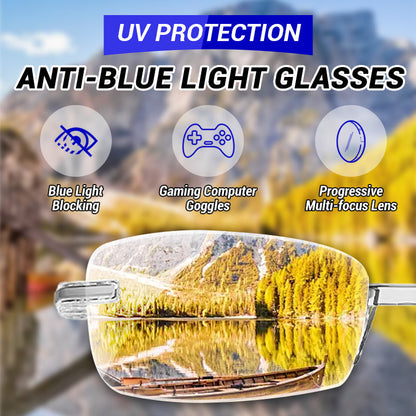 👁️【Digital Defender】Sapphire Gamer Glasses 👁️ | Anti-Fatigue Lens | 99% Blue Light Filter | Anti-Reflection Coating (Works With Prescription Lenses)