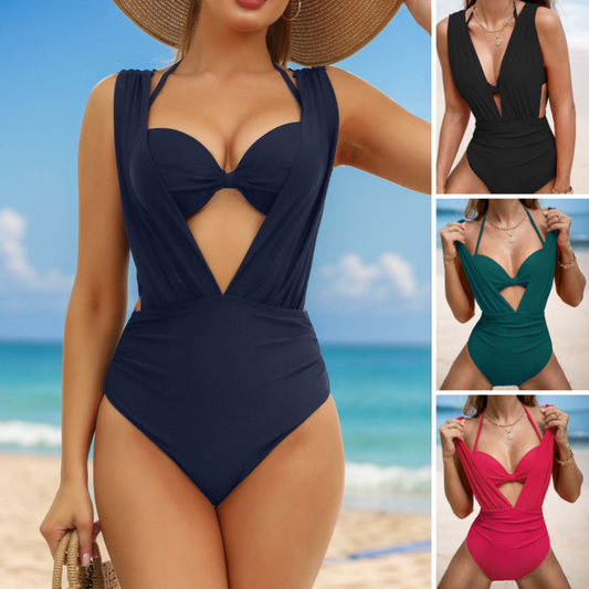 🌸Offerte speciali di primavera💐 Costume da bagno da donna con laccetti tinta unita, set da 2 pezzi