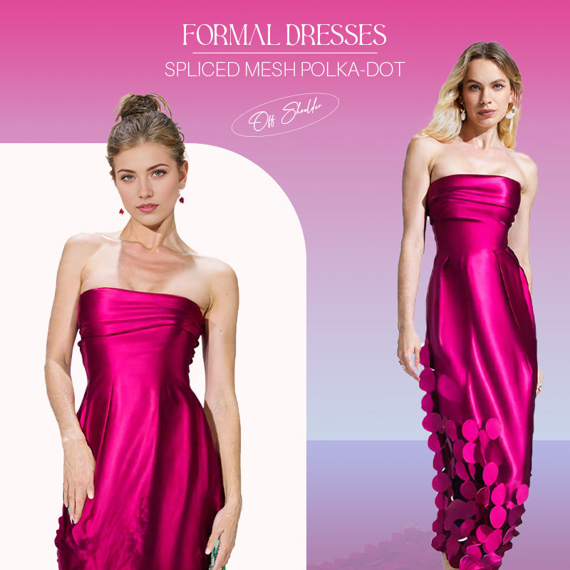 ✨Nuovo arrivo✨Abito formale a pois con spalle scoperte | Versatile & Lusinghiero | Perfetto per matrimoni e feste & Date