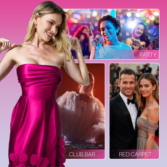 ✨Ny ankomst✨Off-Shoulder Formel Kjole med Prikker og Splicede Skulderfrie Løse Halsedisser | Alsidig & Smigrende | Perfekt til bryllupper og fester & Datoer