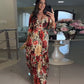 🌹【50% OFF】Women's V-Neck Floral Printed Pleated Dress 🌹 | Youth-Boosting Color Algorithm | Convertible V/Off-Shoulder