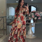 🌹【50% OFF】Women's V-Neck Floral Printed Pleated Dress 🌹 | Youth-Boosting Color Algorithm | Convertible V/Off-Shoulder