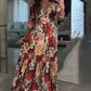 🌹【50% OFF】Women's V-Neck Floral Printed Pleated Dress 🌹 | Youth-Boosting Color Algorithm | Convertible V/Off-Shoulder