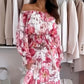 😍Hot Sale 50% OFF🏝️Floral Print Off-Shoulder Top & Maxi Skirt Two-Piece Set | UPF50+ Fabric | Hidden Waist Cinch (S-5XL)