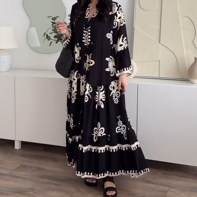 💕Begränsad rea 50% RABATT💕Damklänning med lös passform och volangkant i midimodell | Lös passform + linne med andningsfunktion