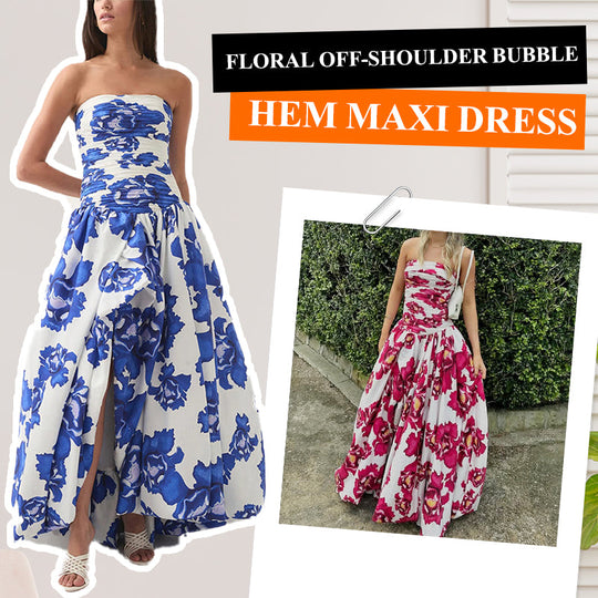 ✨Nuovo arrivo✨Abito lungo floreale con spalle scoperte e orlo a palloncino | Leggero e grazioso